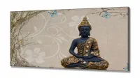 Quadro Decorativo Buda Azul Artistico em Tecido Canvas 130x60 cm - Foto 2
