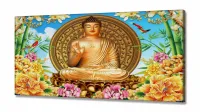 Quadro Decorativo Buda de Ouro em tecido em Tecido canvas 130x60 - Foto 2