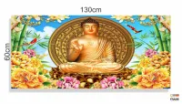 Quadro Decorativo Buda de Ouro em tecido em Tecido canvas 130x60 - Foto 3