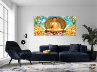 Quadro Decorativo Buda de Ouro em tecido em Tecido canvas 130x60 - Foto 5