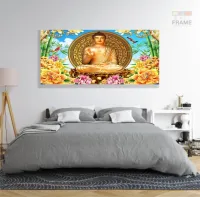 Quadro Decorativo Buda de Ouro em tecido em Tecido canvas 130x60 - Foto 6