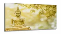 Quadro Decorativo Buda Dourado em Tecido Canvas 130x60 cm