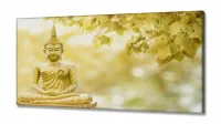 Quadro Decorativo Buda Dourado em Tecido Canvas 130x60 cm - Foto 2