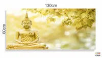Quadro Decorativo Buda Dourado em Tecido Canvas 130x60 cm - Foto 3