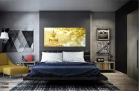 Quadro Decorativo Buda Dourado em Tecido Canvas 130x60 cm - Foto 4