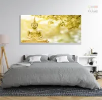 Quadro Decorativo Buda Dourado em Tecido Canvas 130x60 cm - Foto 6