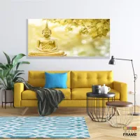 Quadro Decorativo Buda Dourado em Tecido Canvas 130x60 cm - Foto 7