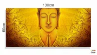 Quadro Decorativo Buda Meditação Amarelo Arte 130x60 em Tecido Canvas - Foto 3