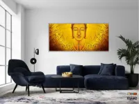 Quadro Decorativo Buda Meditação Amarelo Arte 130x60 em Tecido Canvas - Foto 5