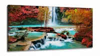 Quadro Decorativo Cachoeira Azul 130x60 em Tecido Canvas 130x60