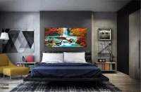 Quadro Decorativo Cachoeira Azul 130x60 em Tecido Canvas 130x60 - Foto 4