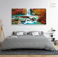 Quadro Decorativo Cachoeira Azul 130x60 em Tecido Canvas 130x60 - Foto 6