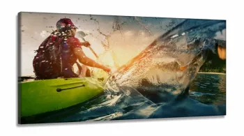 Quadro Decorativo Caiaque em Tecido Canvas  130x60