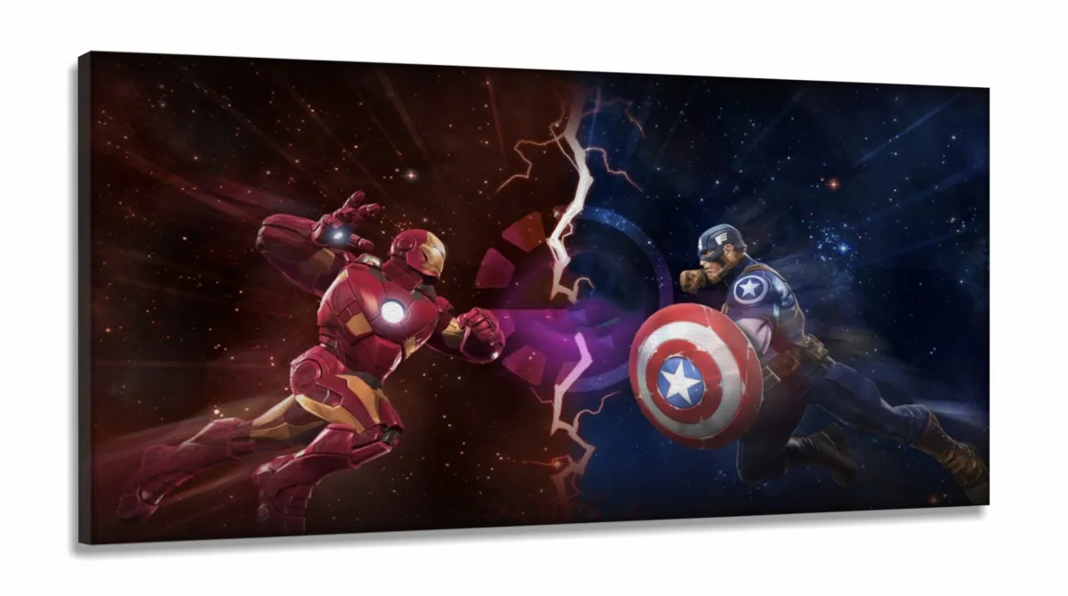 Quadro Decorativo Capitao America Guerra Civil 130x60 em Tecido Canvas