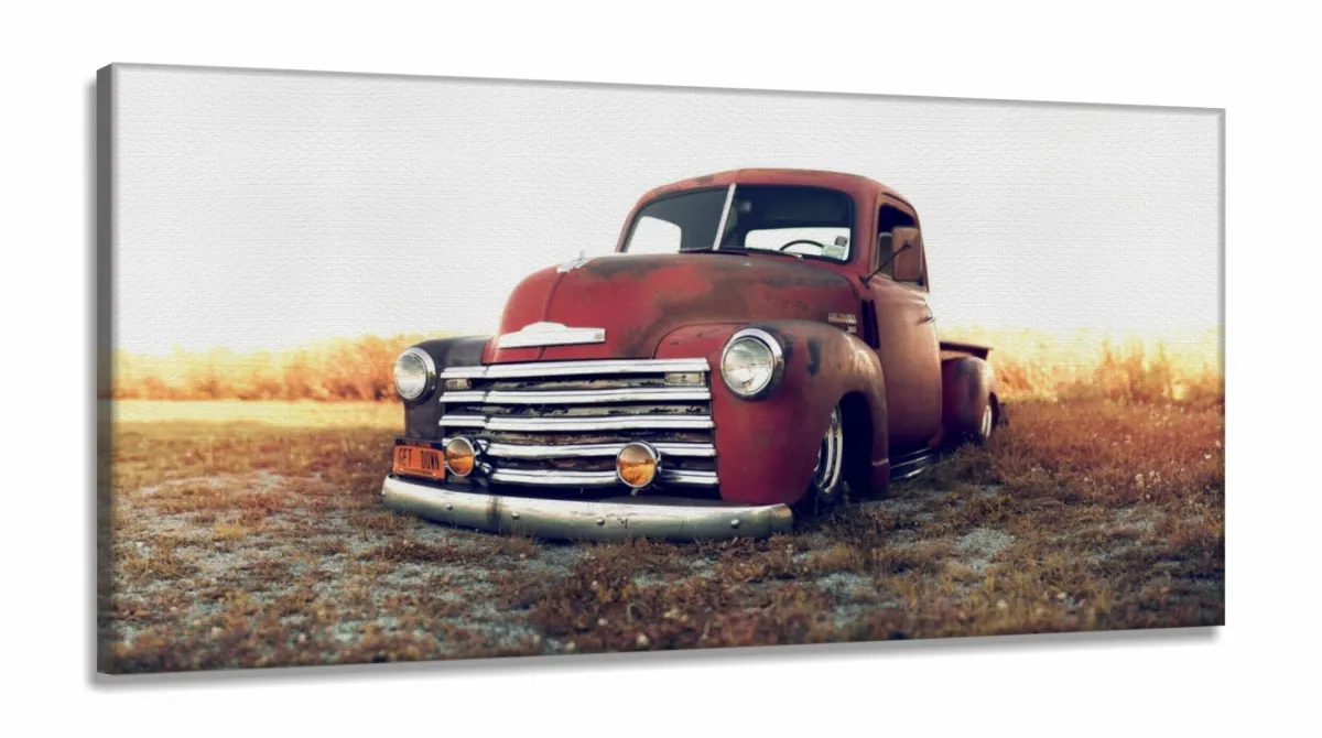 Quadro Decorativo Carro Antigo Retro 130x60 em Tecido Canvas Imagem