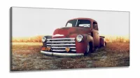 Quadro Decorativo Carro Antigo Retro 130x60 em Tecido Canvas
