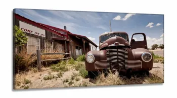Quadro Decorativo Carro Antigo Sala 130x60 em Tecido Canvas