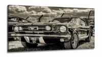 Quadro Decorativo Carro Retroem Tecido Canvas 130x60