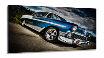 Quadro Decorativo Carro Vintage em Tecido Canvas 130x60