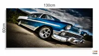 Quadro Decorativo Carro Vintage em Tecido Canvas 130x60 - Foto 3
