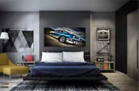 Quadro Decorativo Carro Vintage em Tecido Canvas 130x60 - Foto 4