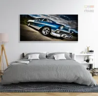 Quadro Decorativo Carro Vintage em Tecido Canvas 130x60 - Foto 6