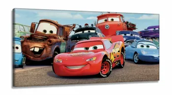 Quadro Decorativo Carros Mcqueen 130x60 em Tecido Canvas