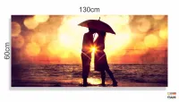 Quadro Decorativo Casal Guarda Chuva 130x60 em Tecido Canvas  Sala Quarto - Foto 3