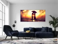 Quadro Decorativo Casal Guarda Chuva 130x60 em Tecido Canvas  Sala Quarto - Foto 5