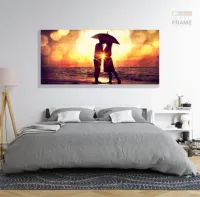 Quadro Decorativo Casal Guarda Chuva 130x60 em Tecido Canvas  Sala Quarto - Foto 6