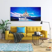 Quadro Decorativo Castelo Disney Lago 130x60 em Tecido Canvas - Foto 7