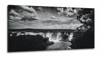Quadro Decorativo Cataratas Do Iguaçu Preto E Branco em Tecido Canvas 130x60
