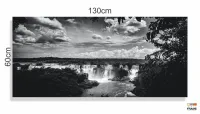 Quadro Decorativo Cataratas Do Iguaçu Preto E Branco em Tecido Canvas 130x60 - Foto 3