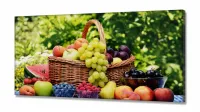 Quadro Decorativo Cesta De Frutas em Tecido Canvas 130x60  Sala - Foto 2