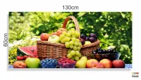 Quadro Decorativo Cesta De Frutas em Tecido Canvas 130x60  Sala - Foto 3