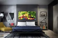 Quadro Decorativo Cesta De Frutas em Tecido Canvas 130x60  Sala - Foto 4