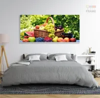 Quadro Decorativo Cesta De Frutas em Tecido Canvas 130x60  Sala - Foto 6