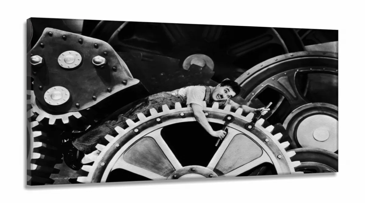 Quadro Decorativo Charlie Chaplin em Tecido Canvas 130x60 cm Imagem