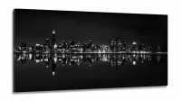 Quadro Decorativo Cidade Branco Preto 130x60 em Tecido Canvas  Sala Quarto