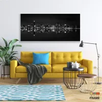 Quadro Decorativo Cidade Branco Preto 130x60 em Tecido Canvas  Sala Quarto - Foto 7