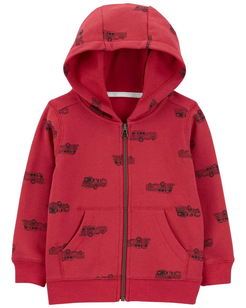 Moletom Infantil Carter’s com Capuz Caminhões Masculino Vermelho Imagem