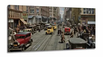 Quadro Decorativo Cidade De Chicago - Retrô - Tela em Tecido Canvas 130x60