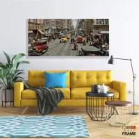Quadro Decorativo Cidade De Chicago - Retrô - Tela em Tecido Canvas 130x60 - Foto 7