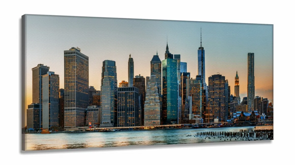 Quadro Decorativo Cidade em Tecido Canvas 130x60 cm Imagem