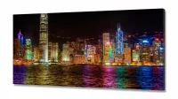 Quadro Decorativo Cidade Moderna Iluminada 130x60 em Tecido Canvas - Foto 2