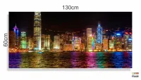 Quadro Decorativo Cidade Moderna Iluminada 130x60 em Tecido Canvas - Foto 3