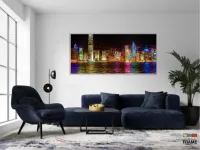 Quadro Decorativo Cidade Moderna Iluminada 130x60 em Tecido Canvas - Foto 5