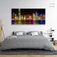 Quadro Decorativo Cidade Moderna Iluminada 130x60 em Tecido Canvas - Foto 6