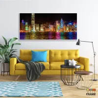 Quadro Decorativo Cidade Moderna Iluminada 130x60 em Tecido Canvas - Foto 7