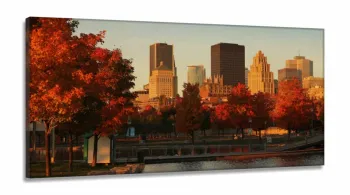 Quadro Decorativo Cidade Montreal Canadá Mosaico em Tecido Canvas  130x60